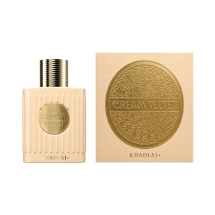 Caja y botella de Cream Velvet Khadlaj Extrait de Parfum