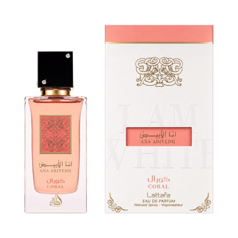 Frasco y caja de Ana Abiyedh Coral Lattafa Eau de Parfum Unisex